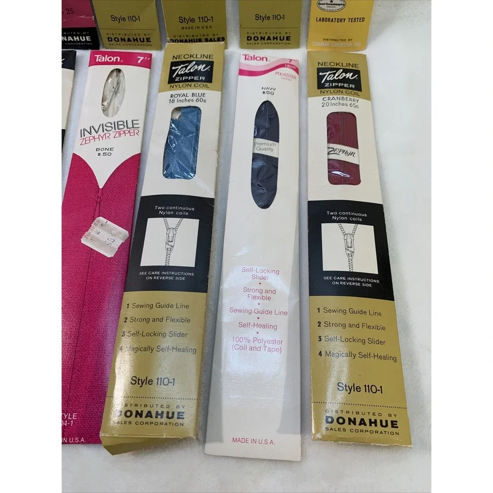 Vintage Lot of 14 Zippers Talon Unique Commar Assorted Colors &‎ Sizes NIP NOS